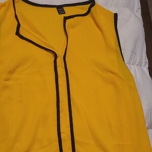 SHEIN Yellow Blouse with Black Trim
